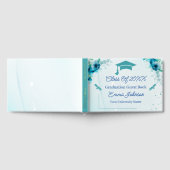 青い花カスタマイズ可能な卒業 ゲストブック (全面)