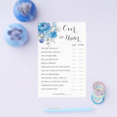 青い花カップルの上または下シャワーゲームカード チラシ (シングル)