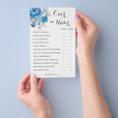 青い花カップルの上または下シャワーゲームカード チラシ (ハンドル)