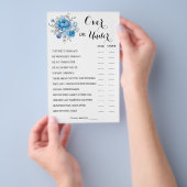 青い花カップルの上または下シャワーゲームカード チラシ (ハンドル)