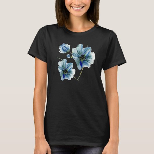 青い花グラフィック Tシャツ (正面)