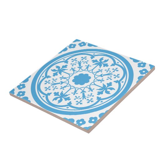 青い花パターン タイル (側面)