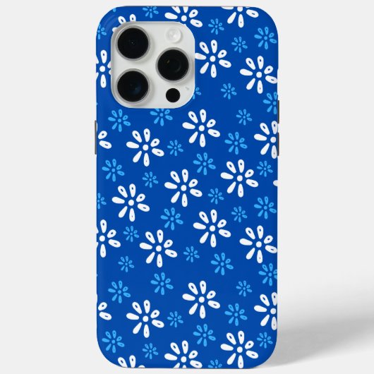 青い花パターンiPhone 15 Pro Maxケース Case-Mate iPhoneケース (裏面)
