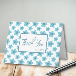 青い花パーソナライズされたありがとう ノートカード