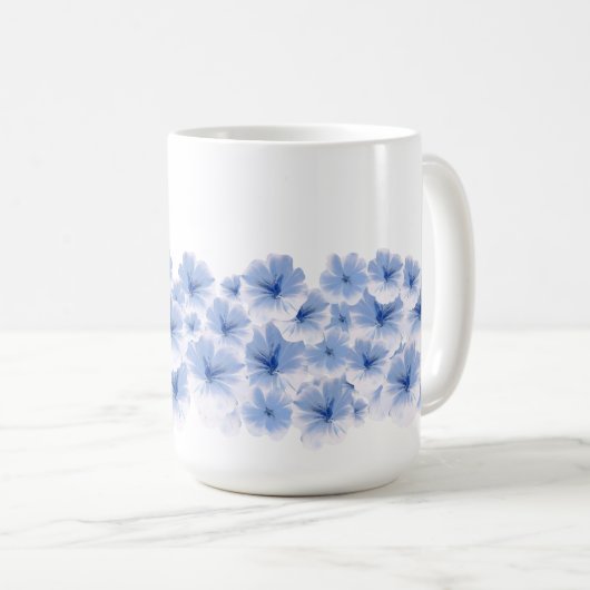 青い花フローラの絵を描色 コーヒーマグカップ (正面右)