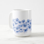 青い花フローラの絵を描色 コーヒーマグカップ (正面左)