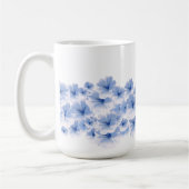青い花フローラの絵を描色 コーヒーマグカップ (左)