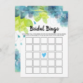 青い花フローラブライダルシャワービンゴゲームカード エンクロージャーカード (正面/裏面)