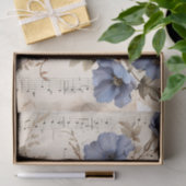 青い花フローラヴィンテージ音楽シートephemera 薄葉紙 (ギフト)