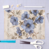 青い花フローラヴィンテージ音楽シートephemera 薄葉紙 (クラフト)