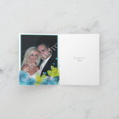 青い花フローラ春の結婚式ありがとう写真 サンキューカード (内部)