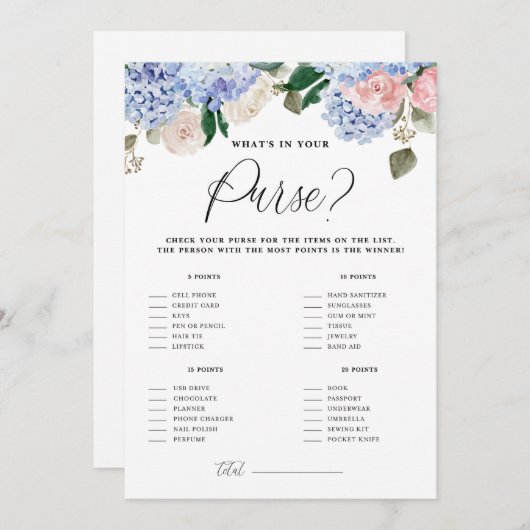 青い花フローラ財布のゲームカードに何があるか 招待状 (正面/裏面)