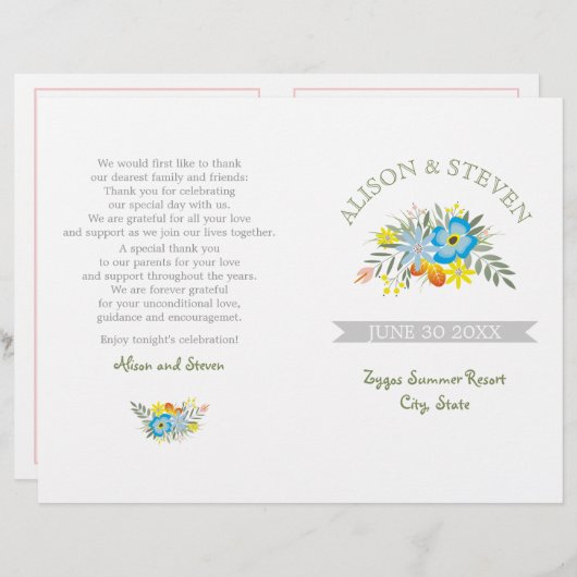 青い花モダンフローラ結婚式 (正面/裏面)