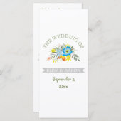 青い花モダンフローラ結婚式 プログラム (正面/裏面)