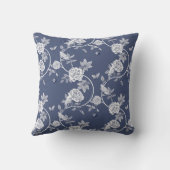 青い花モノグラム クッション (裏面)