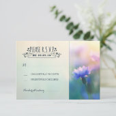 青い花ロマンチックで素朴な結婚RSVP 出欠カード (スタンド正面)