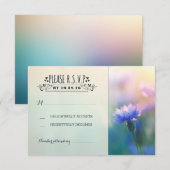 青い花ロマンチックで素朴な結婚RSVP 出欠カード (正面/裏面)