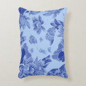 青い花ロータスマンダラウォーターリリーチノイスリー アクセントクッション (正面(垂直))