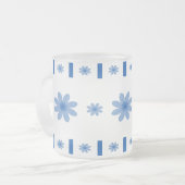 青い花及びブロック フロストグラスマグカップ (正面左)