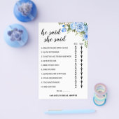 青い花彼は彼女はシャワーゲームカードと言った チラシ (シングル)