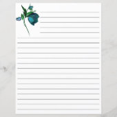 青い花文房具で囲まれた白い紙 (裏面)