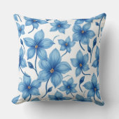 青い花枕 クッション (正面)