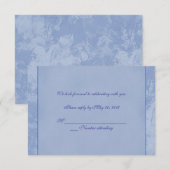 青い花柄のエンボス加工のRSVP 招待状 (正面/裏面)