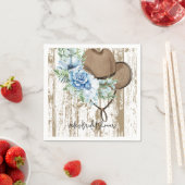 青い花柄のカウガールナプキン スタンダードカクテルナプキン (インサイチュ)