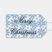 青い花柄のクリスマスギフトタグ ギフトタグ (正面(横))