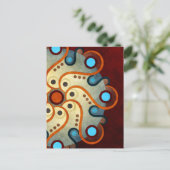 青い花柄の抽象芸術のベクトル芸術の郵便はがき ポストカード (スタンド正面)