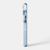 青い花柄の背景 iPhone 15ケース (左側面)