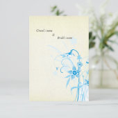 青い花柄3.5" x 5"結婚式招待状カード 招待状 (スタンド正面)