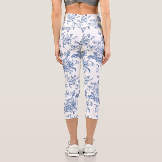 青い花柄 カプリレギンス (裏面)