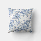 青い花柄 クッション (裏面)