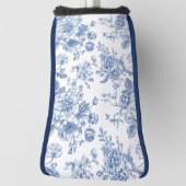 青い花柄 ゴルフヘッドカバー (回転90)