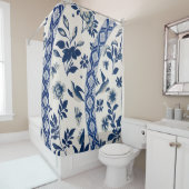 青い花柄 シャワーカーテン (インサイチュ)