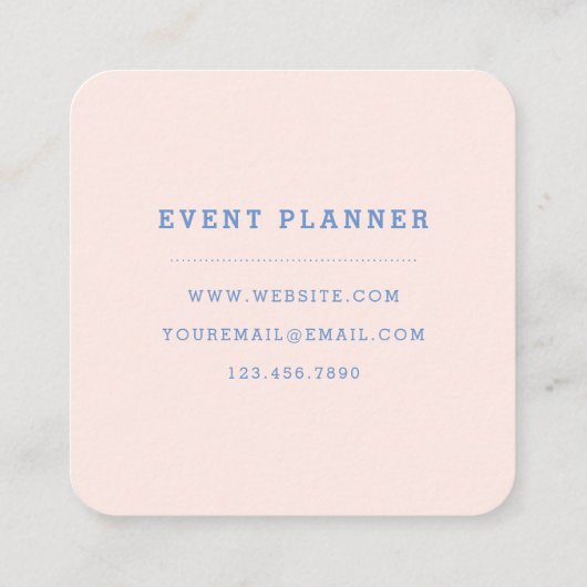 青い花柄 スクエア名刺 (裏面)