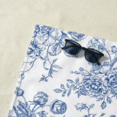 青い花柄 ビーチタオル (インサイチュ)