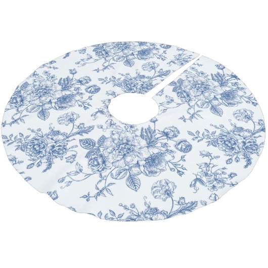 青い花柄 ブラッシュドポリエステルツリースカート (アングル)