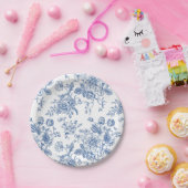 青い花柄 ペーパープレート (パーティー)