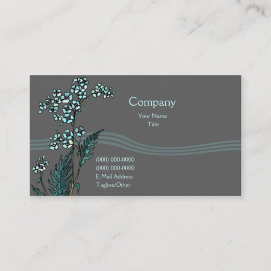 青い花柄 名刺 (正面)
