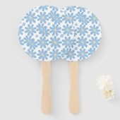 青い花柄 - 手扇 ハンドファン (正面&裏面)