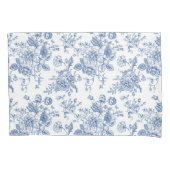 青い花柄 枕カバー (正面)