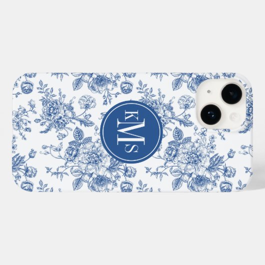 青い花柄 Case-Mate iPhoneケース (裏面 (横))