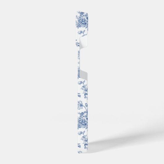 青い花柄 iPhoneケース (左側面)