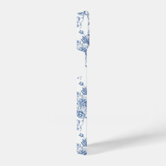 青い花柄 iPhoneケース (右側面)