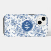 青い花柄 iPhoneケース (裏面横)