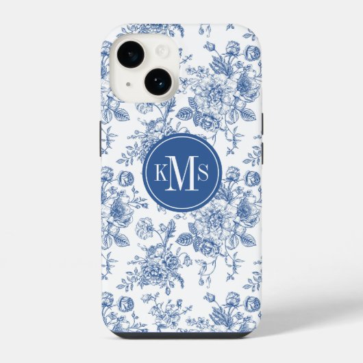 青い花柄 iPhoneケース (裏面)