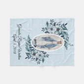 青い花柄|Madonna |聖母マリア|の白の点 フリースブランケット (正面(横))