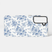 青い花柄 SAMSUNG GALAXYケース (裏面横)